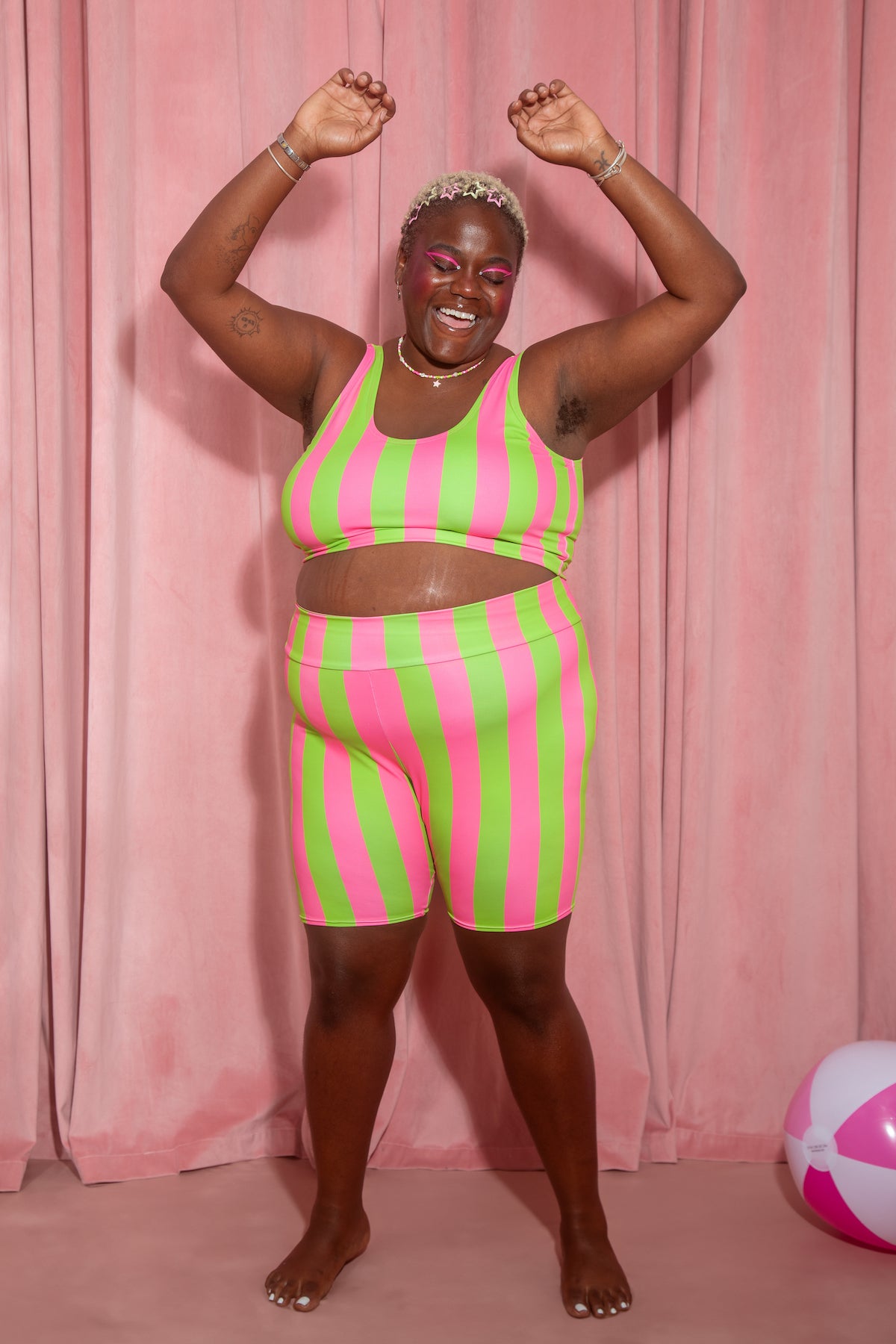 JOYTOAST x Coco Clem Key Lime Stripe Wide Strap Swim Top