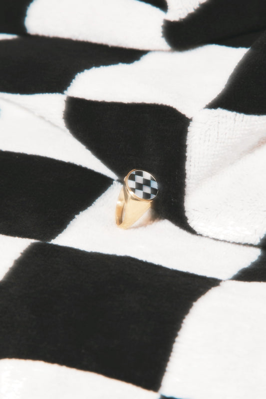 JOYTOAST x TAKE SHAPE STUDIO Checkerboard Stone Signet Ring