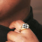 JOYTOAST x TAKE SHAPE STUDIO Checkerboard Stone Signet Ring